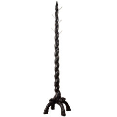 Indo-Portuguese Rosewood Coatstand with Carved Base/Column Indo-Portuguese Rosewood Coatstand with Carved Base/Column