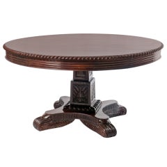 Anglo-Indian Rosewood Round Center Table with Pedestal Base