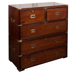 Anglo-Indian British Campaign Chest of Drawers in Teak