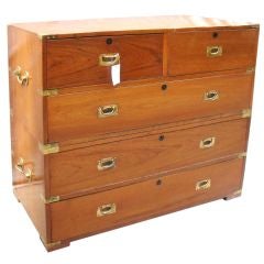 Anglo-Indian British Campaign Chest of Drawers in Teak