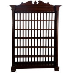 Anglo-Indian Teak Open Panel Bookcase with Top Carved Panel