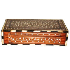 Anglo-Indian Rosewood Box with Ivory and Ebony Inlay