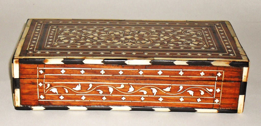 Anglo-Indian Rosewood Box with Ivory and Ebony Inlay