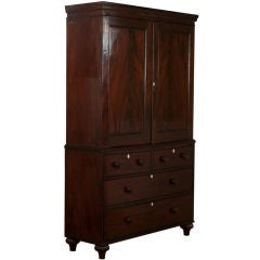 Antique Anglo-Indian Solid Mahogany Linen Press with Four Drawers