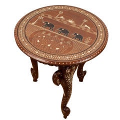 Anglo-Indian Rosewood Side Table with Elephant Detailing