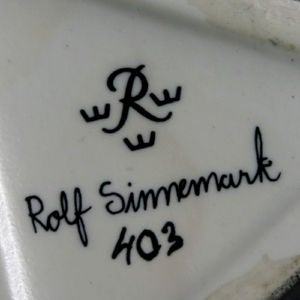 Manufactured by Rörstrand.<br />
Printed to underside: maker’s mark, designer’s signature and number “403”.