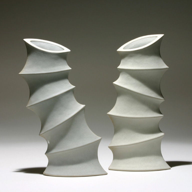 Two “Segmentform” vases/vessels by award winning ceramist Frank Schillo. Impressed artist’s signature, dated “09”.