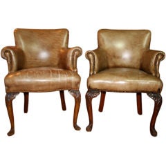 Pair of 1940's Leather Club Chairs