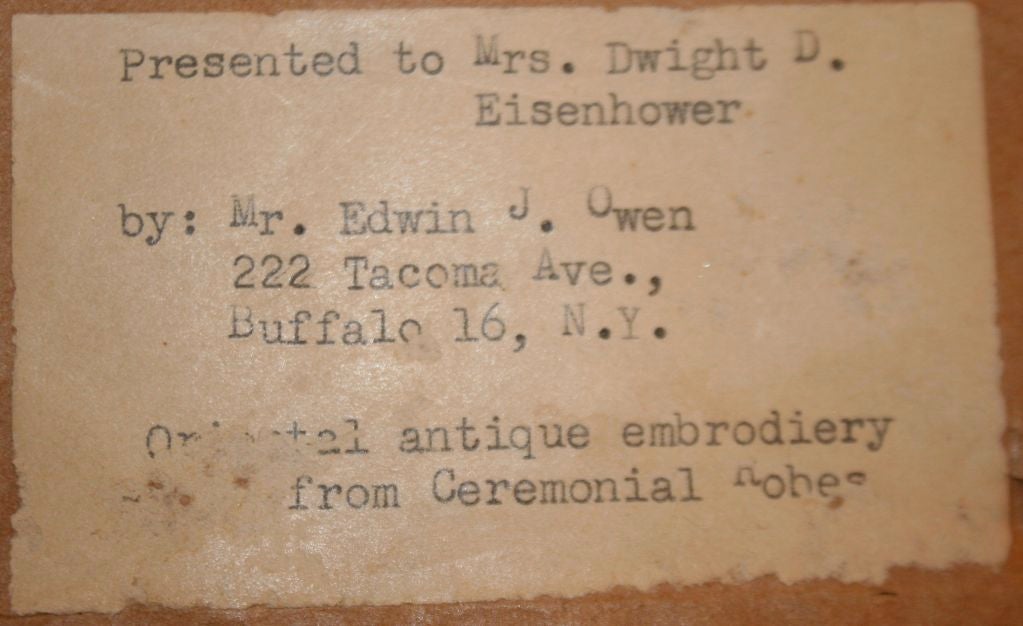 Mrs. Dwight D. Eisenhower's Ceremonial Robe Embroidery For Sale 1