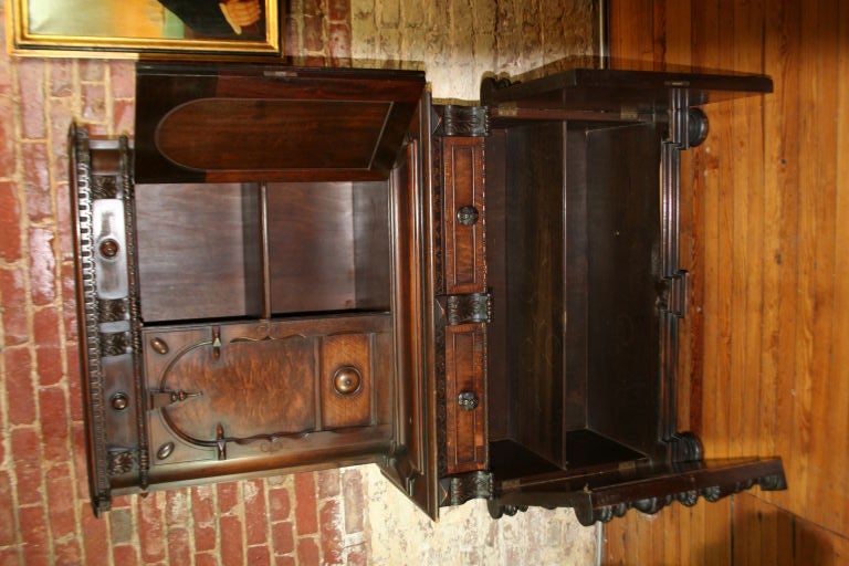 20th Century American Elizabethan Revival Walnut Cabinet For Sale