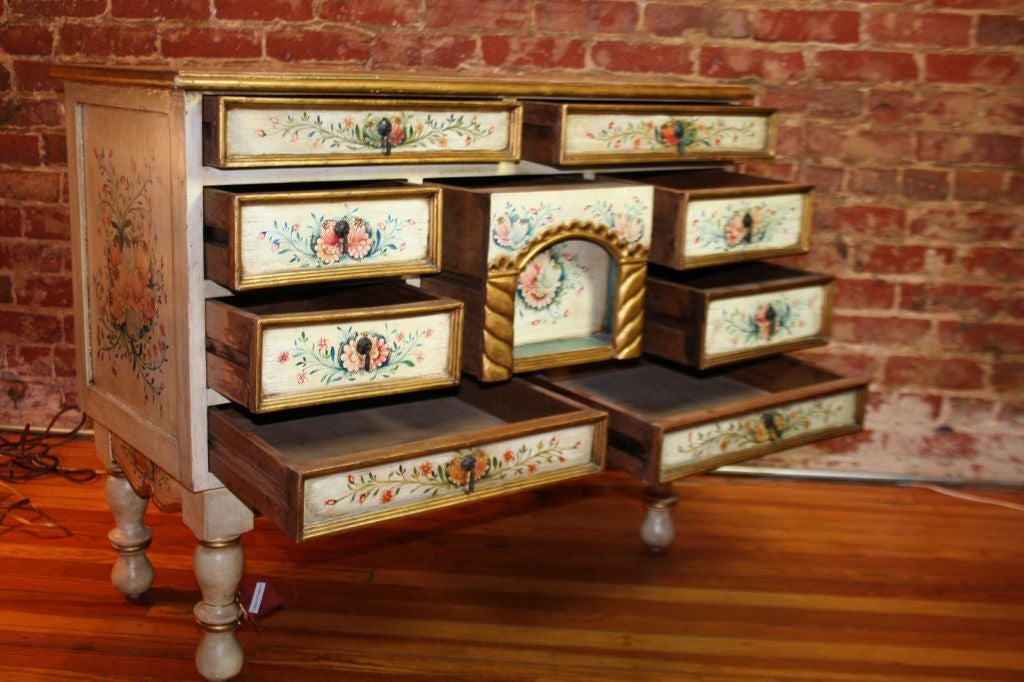 Unknown Central European Hand-Painted 20th Century Chest of Drawers For Sale