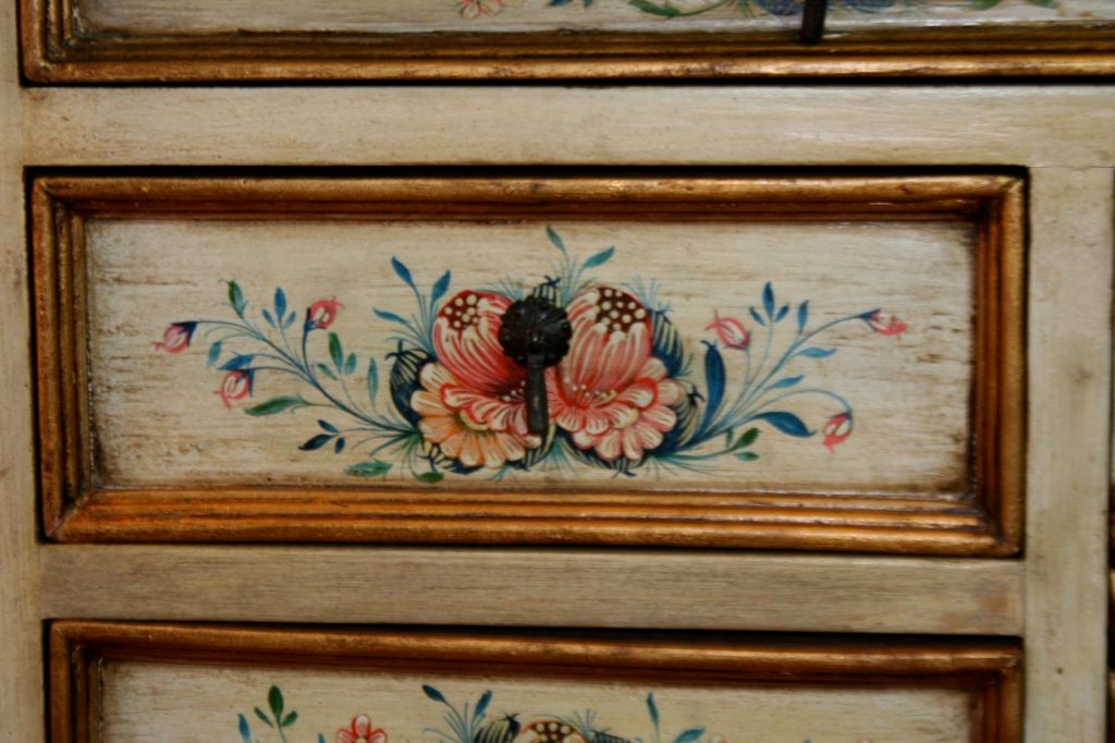 Wood Central European Hand-Painted 20th Century Chest of Drawers For Sale
