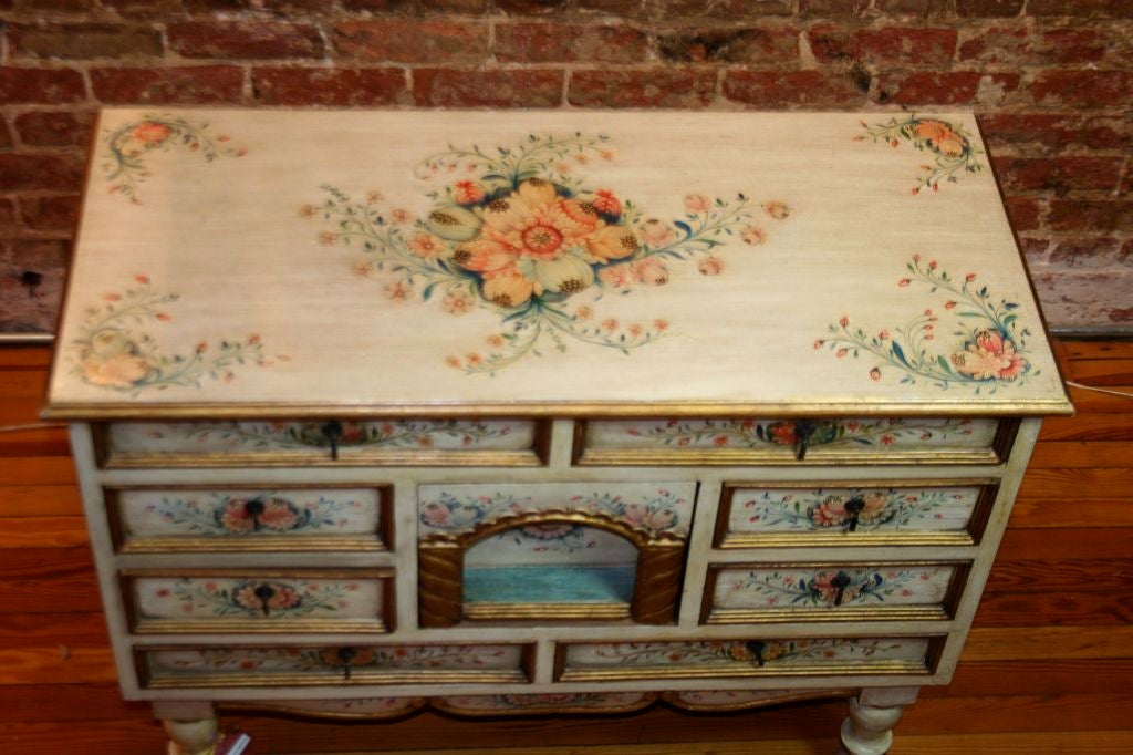 Mid-20th Century Central European Hand-Painted 20th Century Chest of Drawers For Sale