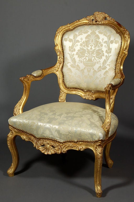 Silk Queen Set of Italianate Style Louis XV Style Chairs