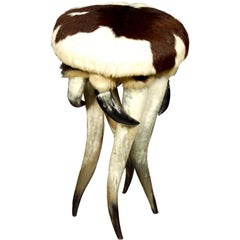 Used Horn and Cowhide Stool