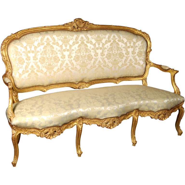 Sofa aus Buchenholz im italienischen Louis XV.-Stil