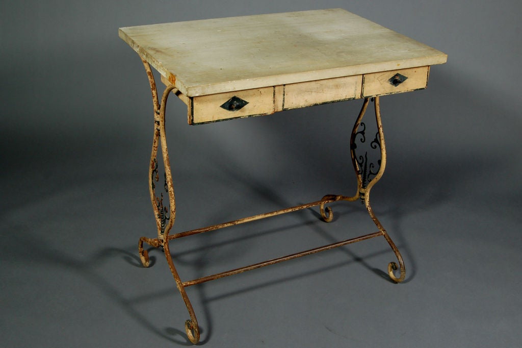 19th Century French Tin & Slate Secretary with Chair For Sale