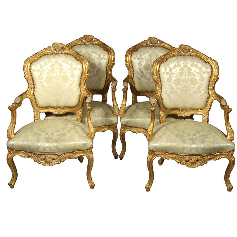 Queen Set of Italianate Style Louis XV Style Chairs