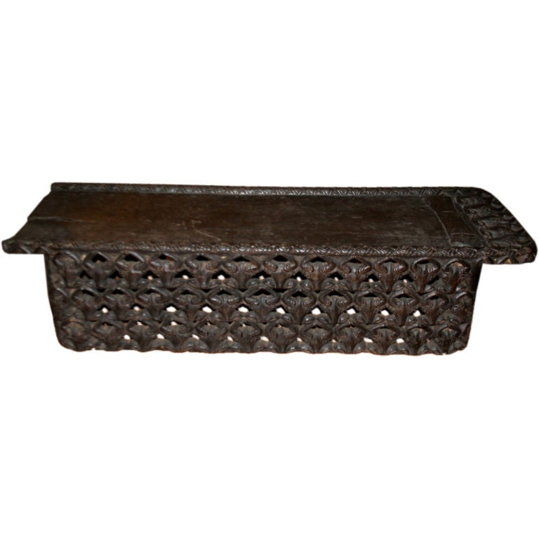 African Royal Cameroon Ceremonial Bed with Carved Buffalo Heads