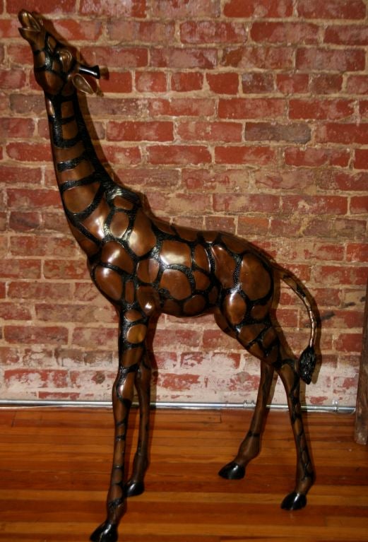 Unknown Pair of Maitland Smith Dark Bronze Patina Giraffes