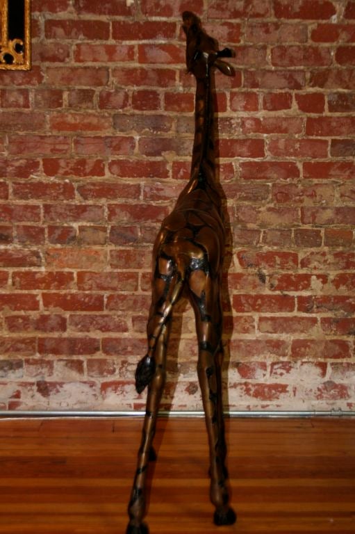 20th Century Pair of Maitland Smith Dark Bronze Patina Giraffes
