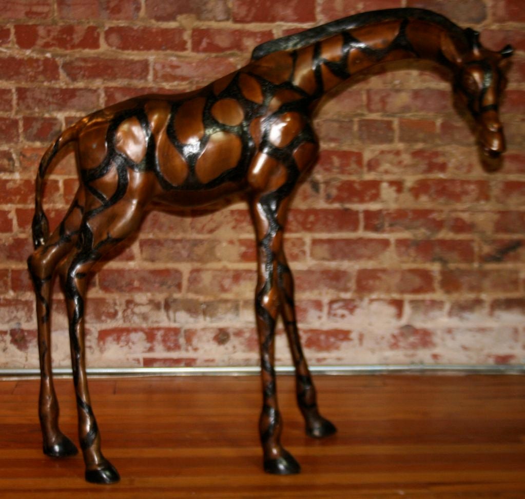 Pair of Maitland Smith Dark Bronze Patina Giraffes 2