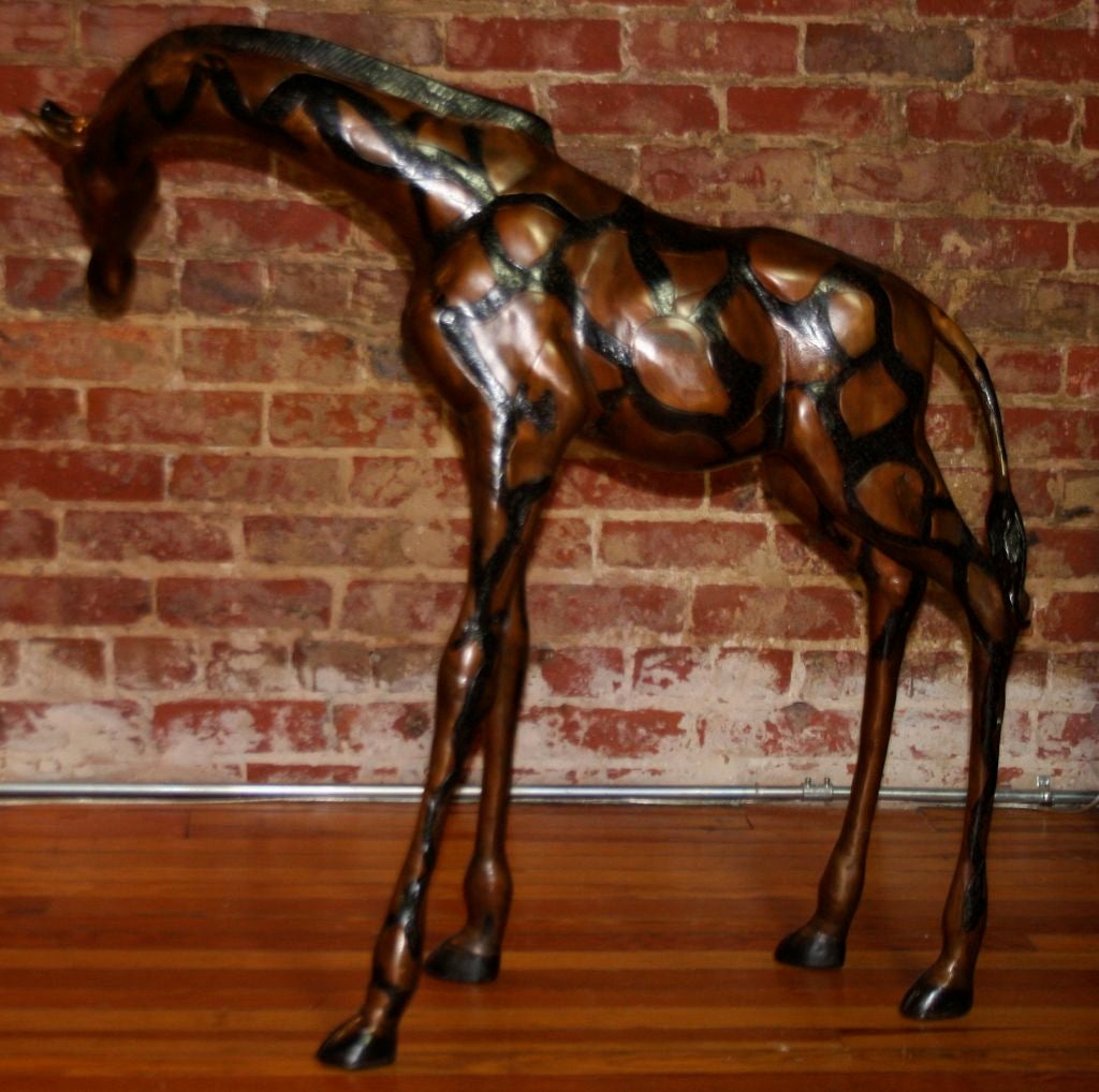Pair of Maitland Smith Dark Bronze Patina Giraffes 3