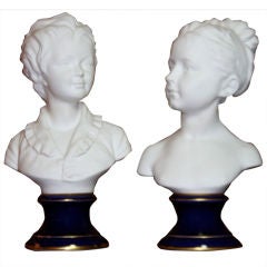 Vintage Pair of Limoges Busts Signed by Gamout Labesse