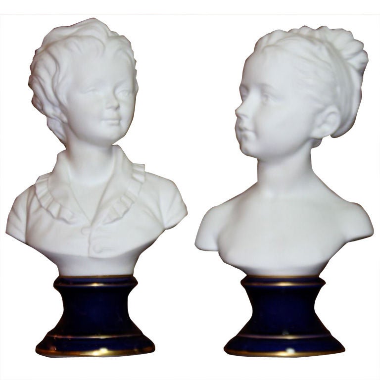 Pair of Limoges Busts Signed by Gamout Labesse For Sale