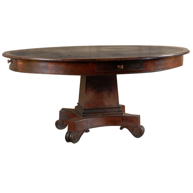 An Exceedingly Rare Classical Mahogany Library Table, Boston For Sale