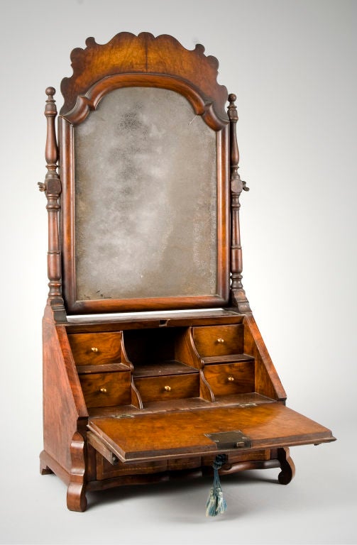 18th Century and Earlier A fine Dutch Rococo mirror-back dressing or writing box For Sale