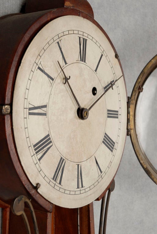 Rare Southeastern Massachusetts Eglomisé Banjo Clock, Hingham For Sale 1