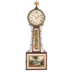 Rare Southeastern Massachusetts Eglomisé Banjo Clock, Hingham