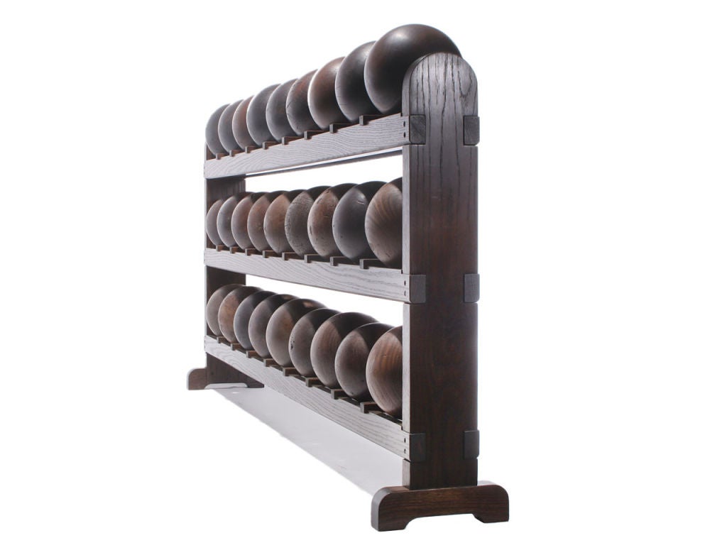 20th Century Lignum Vitae Bowling Ball Rack For Sale