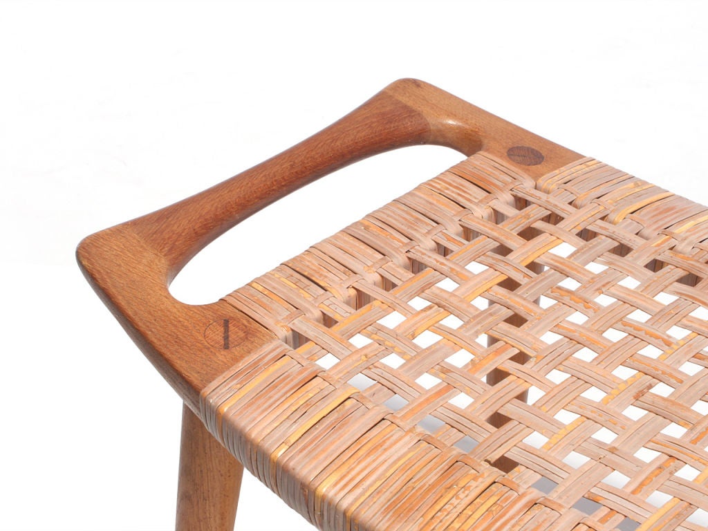 Mid-20th Century An Oak and Cane Bench by Hans Wegner