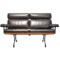 Teak and Leather Settee by Charles and Ray Eames