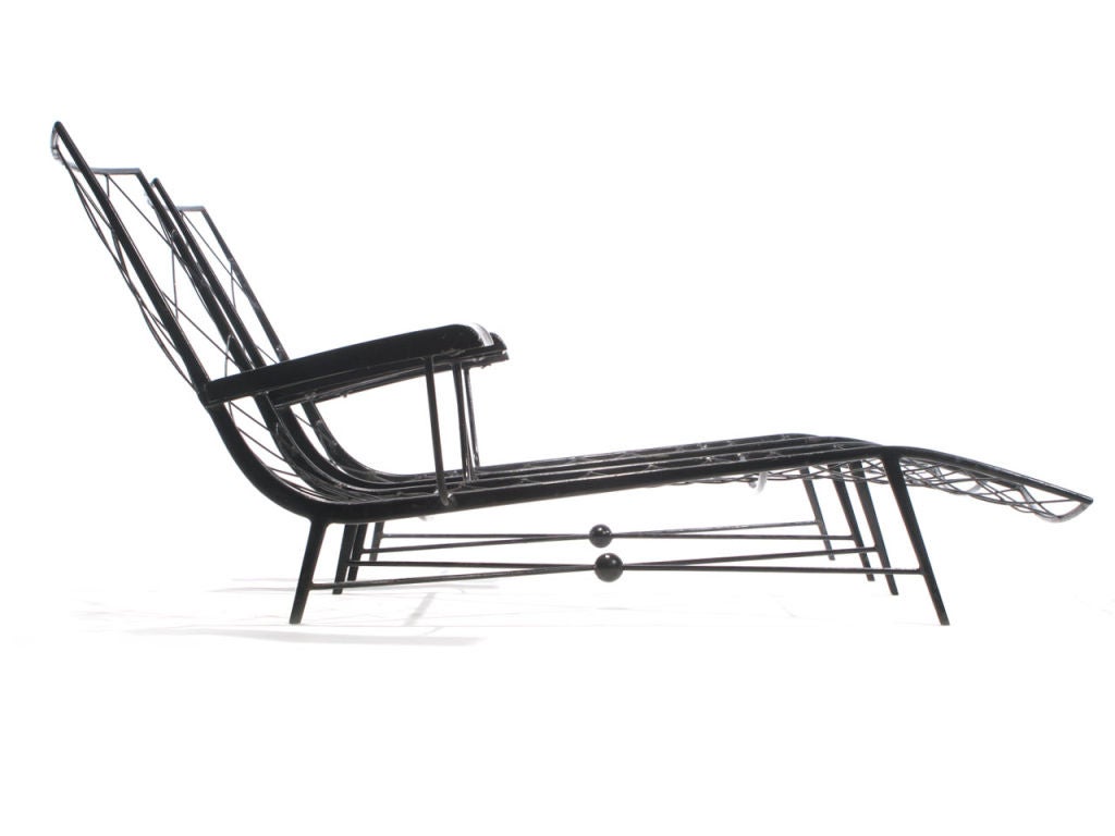 20th Century Pair of Wrought Iron Chaises Longues