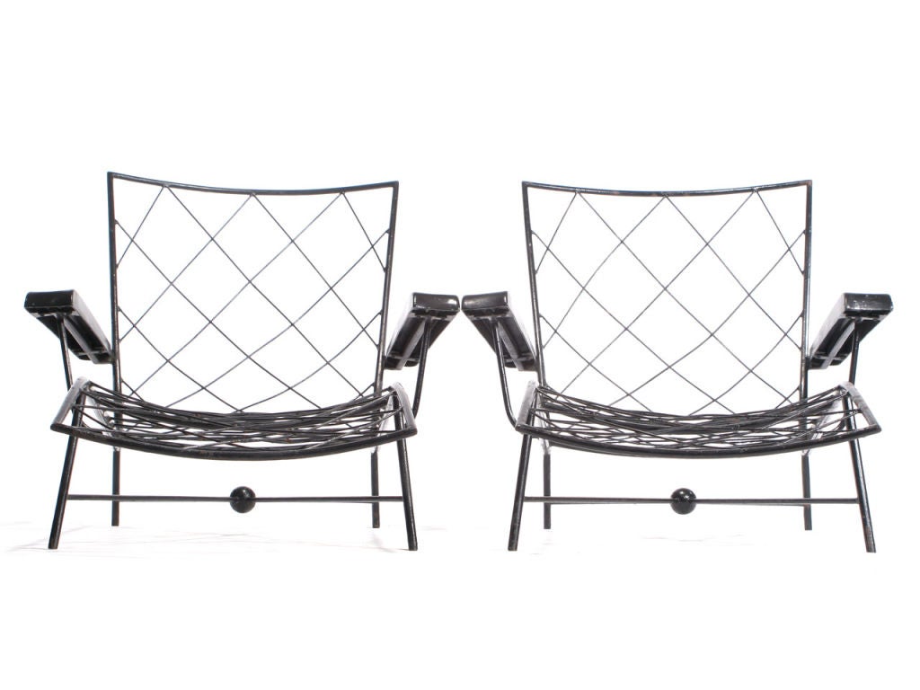 Pair of Wrought Iron Chaises Longues 1