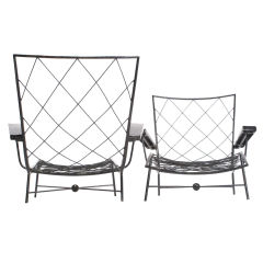 Used Pair of Wrought Iron Chaises Longues