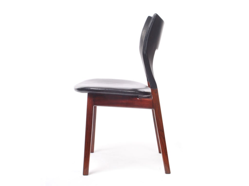 Mid-Century Modern Rosewood and Leather Dining Chair by Edward and Tove Kindt-Larsen For Sale