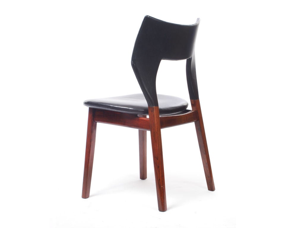 Danish Rosewood and Leather Dining Chair by Edward and Tove Kindt-Larsen For Sale
