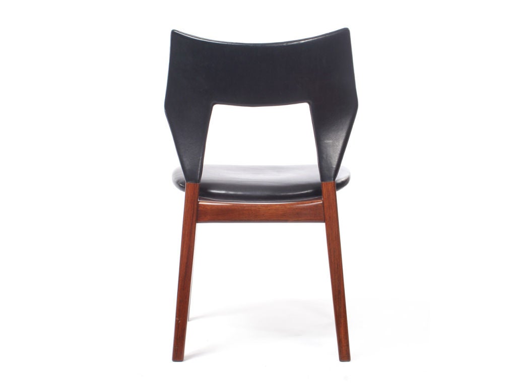 Rosewood and Leather Dining Chair by Edward and Tove Kindt-Larsen In Excellent Condition For Sale In Sagaponack, NY