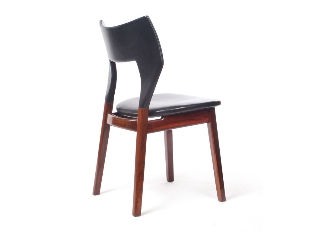 Mid-20th Century Rosewood and Leather Dining Chair by Edward and Tove Kindt-Larsen For Sale