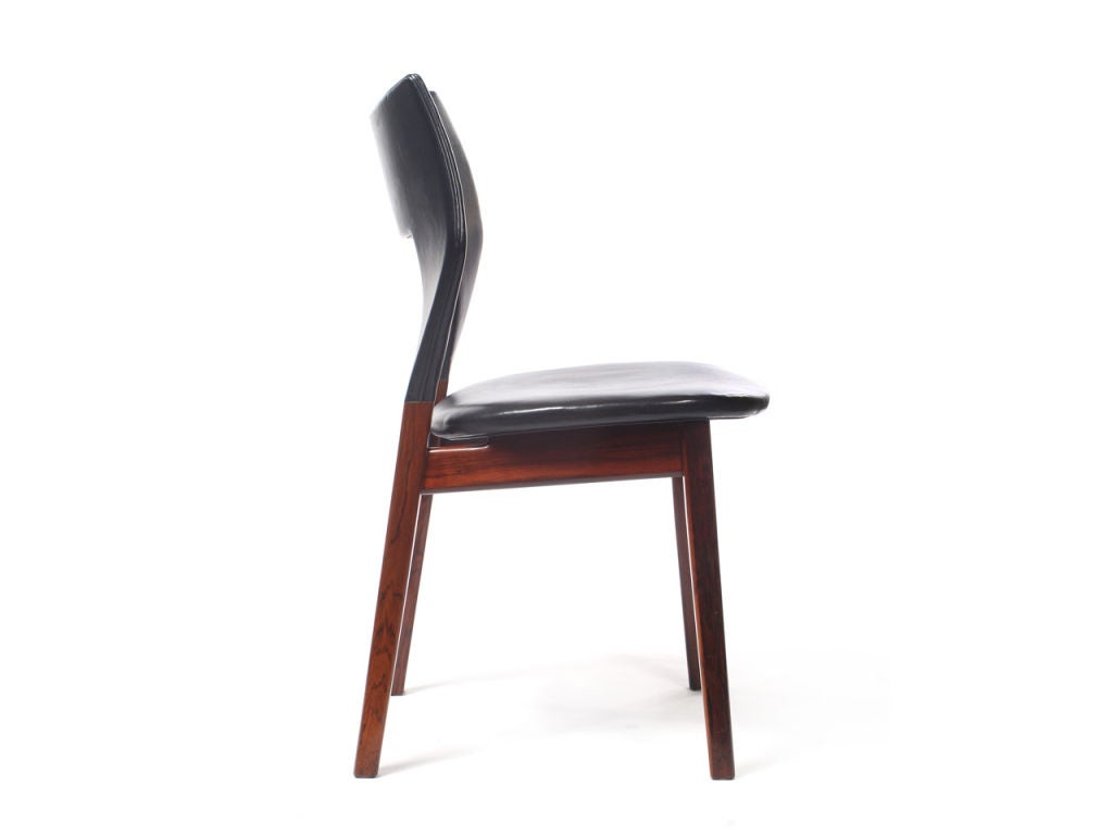 Rosewood and Leather Dining Chair by Edward and Tove Kindt-Larsen For Sale 1