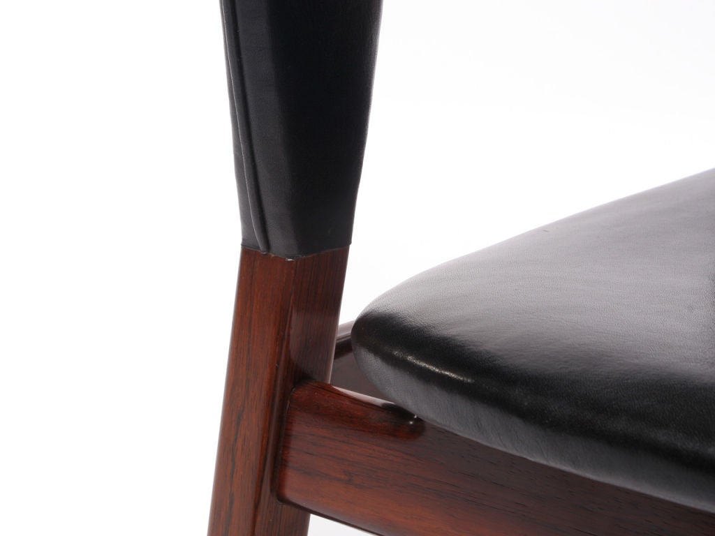 Rosewood and Leather Dining Chair by Edward and Tove Kindt-Larsen For Sale 3