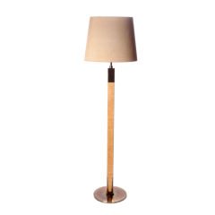 Paavo Tynell Brass and Carved Birch adjustable height floor lamp