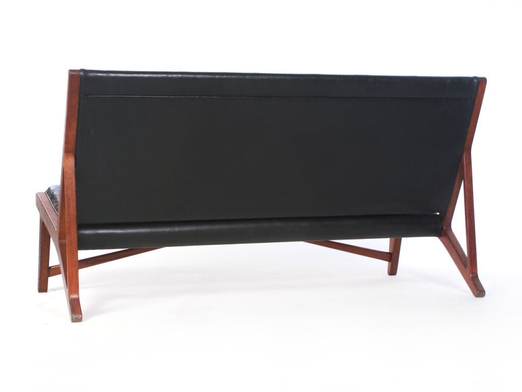 Oxhide and Oak Settee by Hans Wegner/Johannes Hansen 1