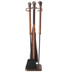 Set of Fireplace Tools with Canine Handles