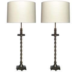 Pair of Candlestick Lamps by Oscar Bach