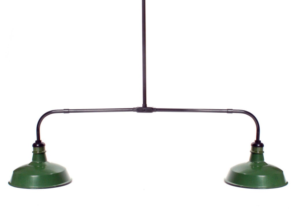 Industrial Billiard Light with Green Shades